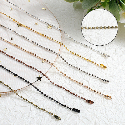 28Pcs 7 Colors Iron Ball Chain Necklace Making MAK-SP0001-07-1