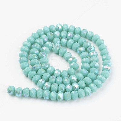 Electroplate Opaque Solid Color Glass Beads Strands X-EGLA-A034-P6mm-L15-1