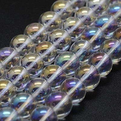 Electroplated Natural Quartz Crystal Beads Strands G-K285-09-8mm-02-1