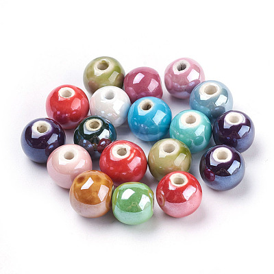 Glazed Porcelain Beads PORC-D001-14mm-M-1