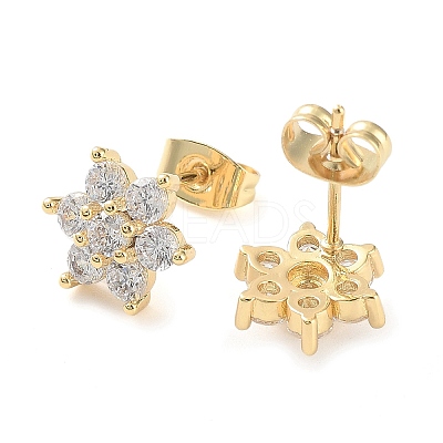 Brass Micro Pave Cubic Zirconia Stud Earrings X-EJEW-P247-05G-01-1