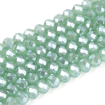 Electroplate Imitation Jade Glass Beads Strands EGLA-J025-F08-1