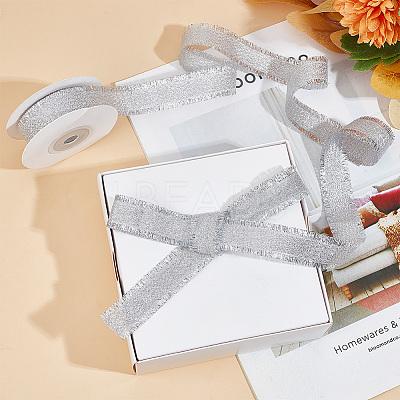 10 Yards Polyester Ribbons with Fringe Edge OCOR-WH0070-120A-1