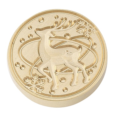 Christmas Series Wax Seal Brass Stamp Head AJEW-M037-01G-16-1