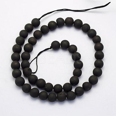 Electroplate Natural Druzy Agate Beads Strands G-G708-10mm-09-1