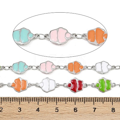 304 Stainless Steel Enamel Cake Link Chains CHS-F023-01B-P-1