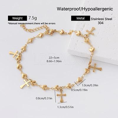 Religion 304 Stainless Steel Charm Anklets for Women RS4096-4-1