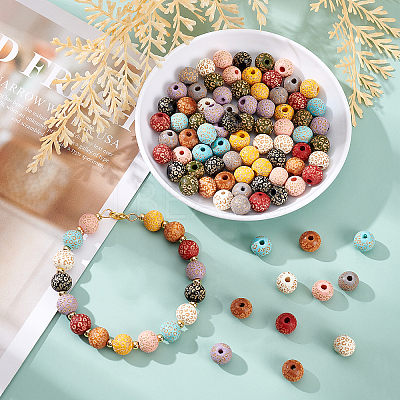 100Pcs 10 Colors Painted Natural Wood Beads WOOD-OC0002-08-1