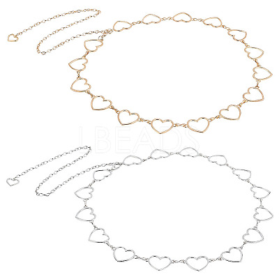 2Pcs 2 Style Alloy Heart Waist Chains AJEW-PH0004-05-1
