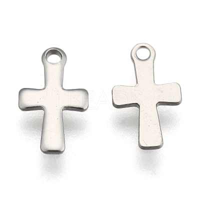 Tarnish Resistant 304 Stainless Steel Tiny Cross Charms STAS-E104-34P-1