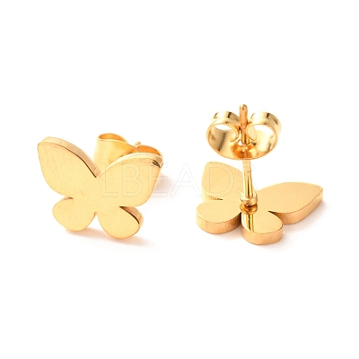 Ion Plating(IP) 304 Stainless Steel Stud Earrings EJEW-C001-14G-1