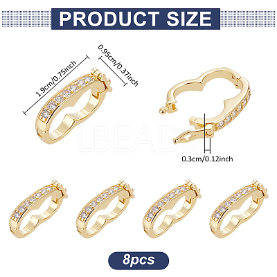 8Pcs Rack Plating Brass Micro Pave Clear Cubic Zirconia Twister Clasps ZIRC-WR0001-04G-1