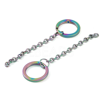 Ion Plating(IP) 304 Stainless Steel Split Key Ring Clasps STAS-L226-009A-M-1