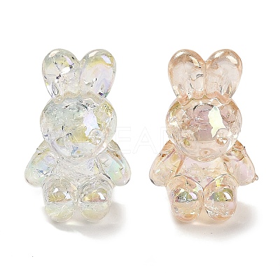 UV Plating Transparent Rainbow Iridescent Acrylic Beads TACR-R001-04A-1