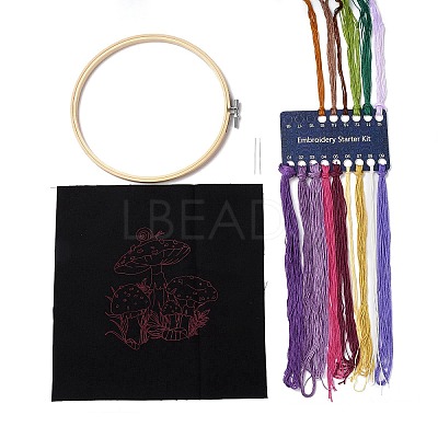 DIY Mushroom Pattern Embroidery Starter Kits DIY-L068-01A-1