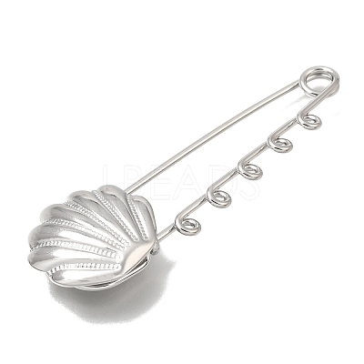 Shell Shape 304 Stainless Steel Safety Pins Five Brooch Findings SA-CBAB767-06D-P-1