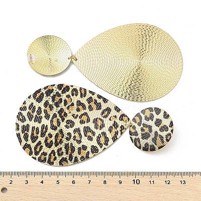 Leopard Print Alloy Dangle Stud Earrings EJEW-K304-01A-G-1
