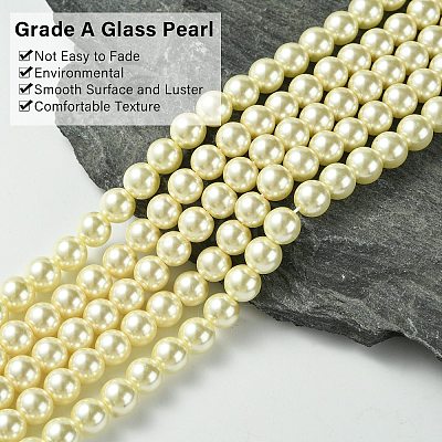 Eco-Friendly Glass Pearl Bead Strands X-HY-A008-8mm-RB003-1