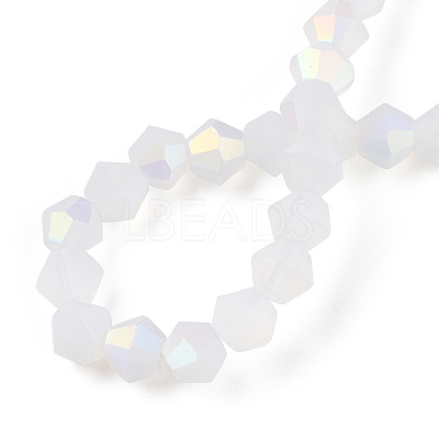 Imitation Jade Bicone Frosted Glass Bead Strands EGLA-A039-J4mm-MB05-1