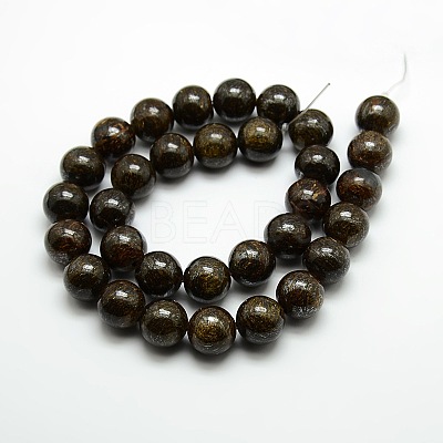 Round Natural Bronzite Beads Strands G-P059B-01-1