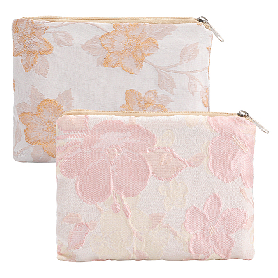 2Pcs 2 Colors Chinese Style Rectangle Cloth Zipper Pouches ABAG-GF0001-22-1