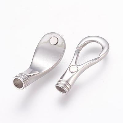 304 Stainless Steel Magnetic Clasps with Glue-in Ends STAS-L189-09P-1