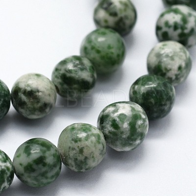 Natural Green Spot Jasper Beads Strands X-G-I199-30-4mm-1