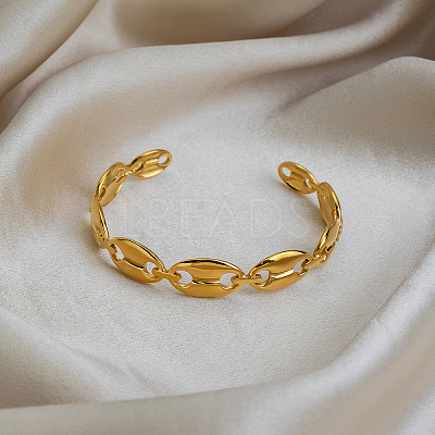 304 Stainless Steel Coffee Bean Open Cuff Bangles for Women GC3572-1
