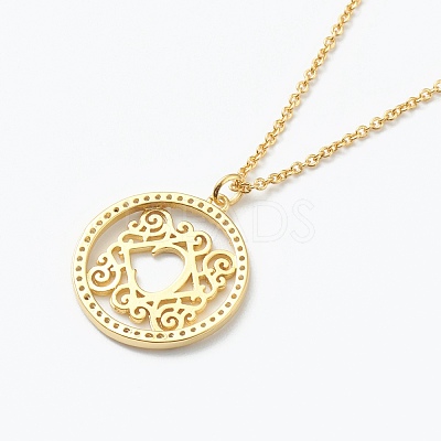 Brass Micro Pave Clear Cubic Zirconia Pendant Necklaces NJEW-J059-01C-1