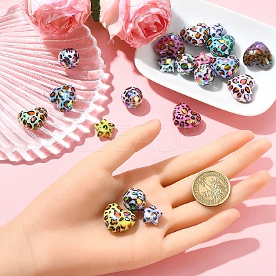 10Pcs 2 Styles UV Plating Opaque Acrylic Beads OACR-YW0003-44A-1