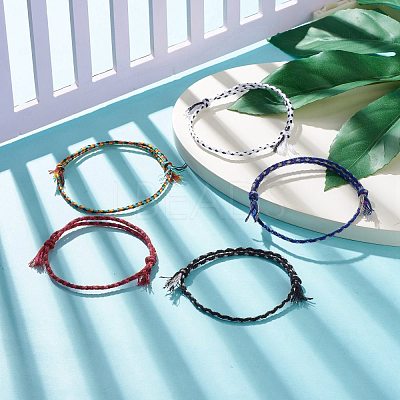 5Pcs Macrame Cotton Braided Cord Anklets Set AJEW-AN00486-05-1