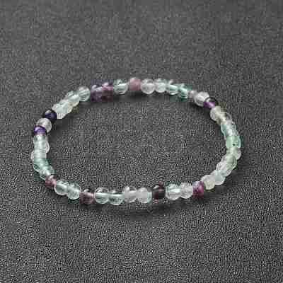 Natural Fluorite Beaded Stretch Bracelets BJEW-A117-A-38-1
