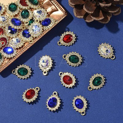 10Pcs Alloy Rhinestone Pendants ALRI-YW0001-25A-1