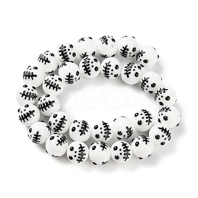 Halloween Themed Baking Paint Glass Beads Strands LAMP-L078-001A-1