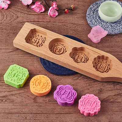 Flower & Flat Round & Square Wooden Press Mooncake Molds BAKE-SZ0001-04-1