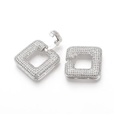 Brass Micro Pave Cubic Zirconia Fold Over Clasps ZIRC-S058-01P-1