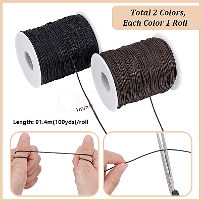 2 Rolls 2 Colors Waxed Cotton Cords YC-PH0001-52A-1