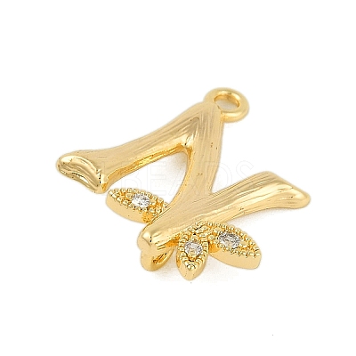 Brass Crystal Rhinestone Letter Links Connector Charms KK-S395-06G-N-1