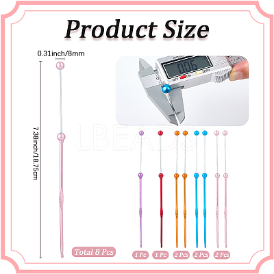 8Pcs 5 Colors DIY Alloy Beadable Crochet Hooks AJEW-CP0006-89-1