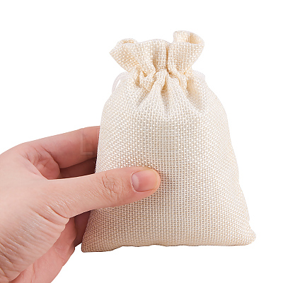 Burlap Packing Pouches Drawstring Bags ABAG-BC0001-05B-14x10-1