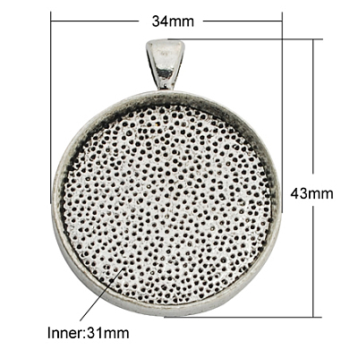 Alloy Pendant Cabochon Settings X-PALLOY-A13349-AS-NR-1