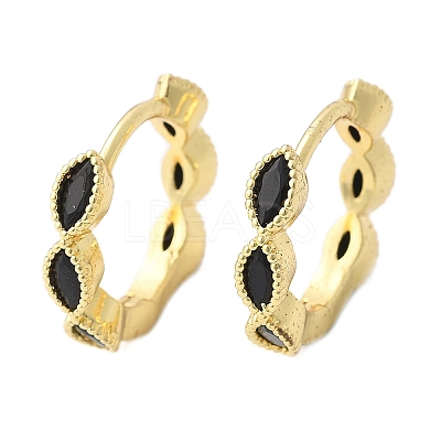 Brass Micro Pave Cubic Zirconia Huggie Hoop Earrings EJEW-K083-34G-A-1