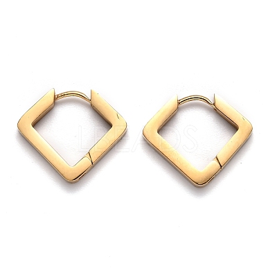 304 Stainless Steel Rhombus Huggie Hoop Earrings STAS-H156-08G-1