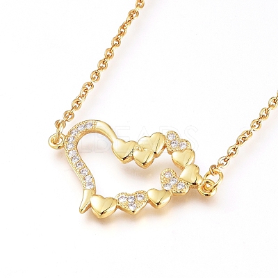 Brass Cubic Zirconia Pendant Necklace & Stud Earring Jeweley Sets SJEW-L154-11G-1