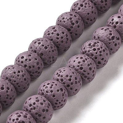 Natural Lava Rock Dyed Beads Strands G-Z036-B01-M-1