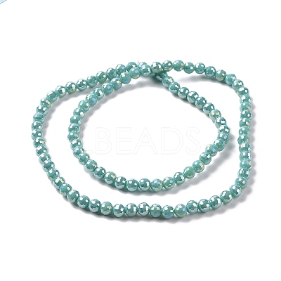 Electroplate Opaque Solid Color Glass Beads Strands GLAA-E036-10A-1