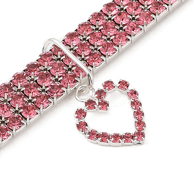 Adjustable 3-Row Iron Rhinestone Cup Chain Pet Collars AJEW-A054-01E-1