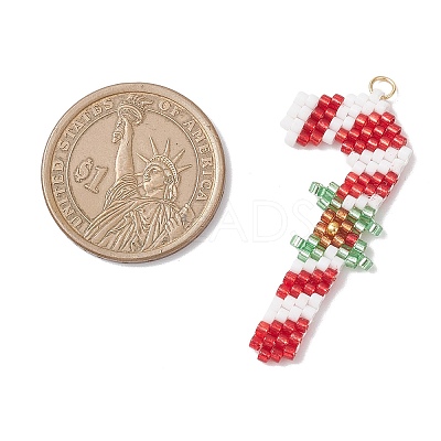 Christmas Themed Glass Seed Beaded Pendants PALLOY-MZ00868-04-1