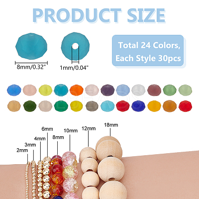 720Pcs 24 Colors Transparent Glass Beads EGLA-PH0001-38-1