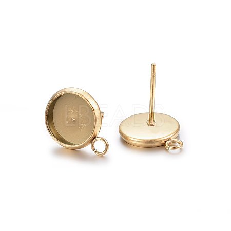Ion Plating(IP) 304 Stainless Steel Stud Earring Settings STAS-H467-08G-8mm-1